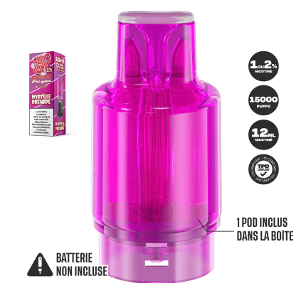 Pod Myrtille Grenade - 15K - Wpuff Fusion Pod Liquideo
