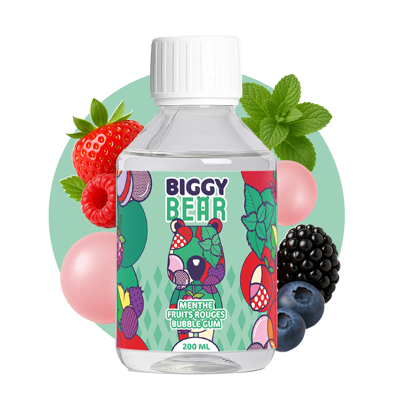 E-liquide Menthe Fruits Rouges Bubble Gum - 200ml - Biggy Bear